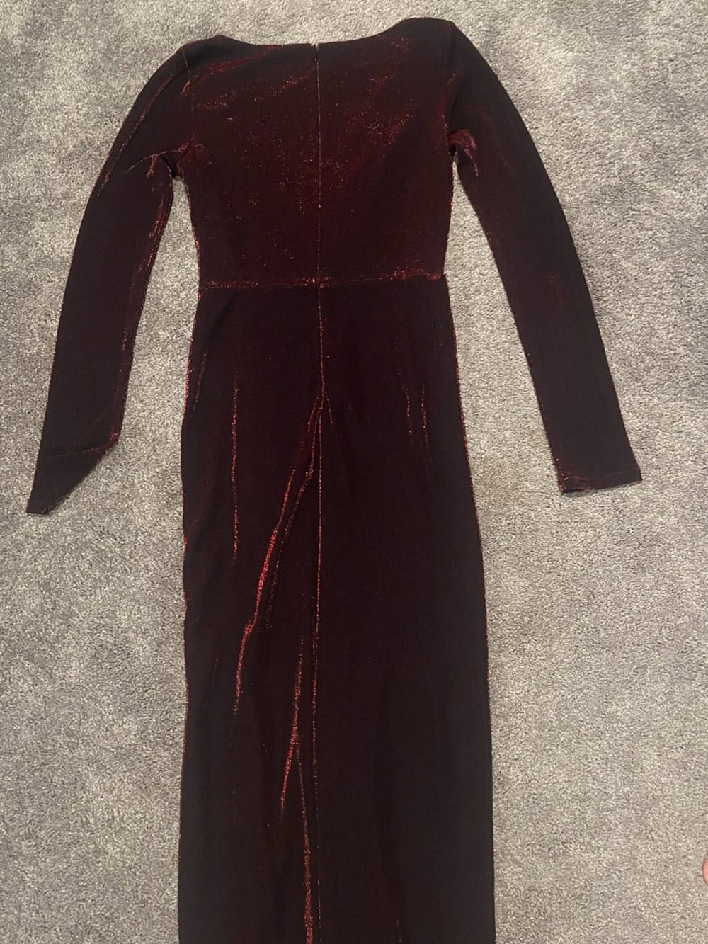 LPA Long Sleeve Shimmer Bodycon Dress in Deep Burgundy, Small